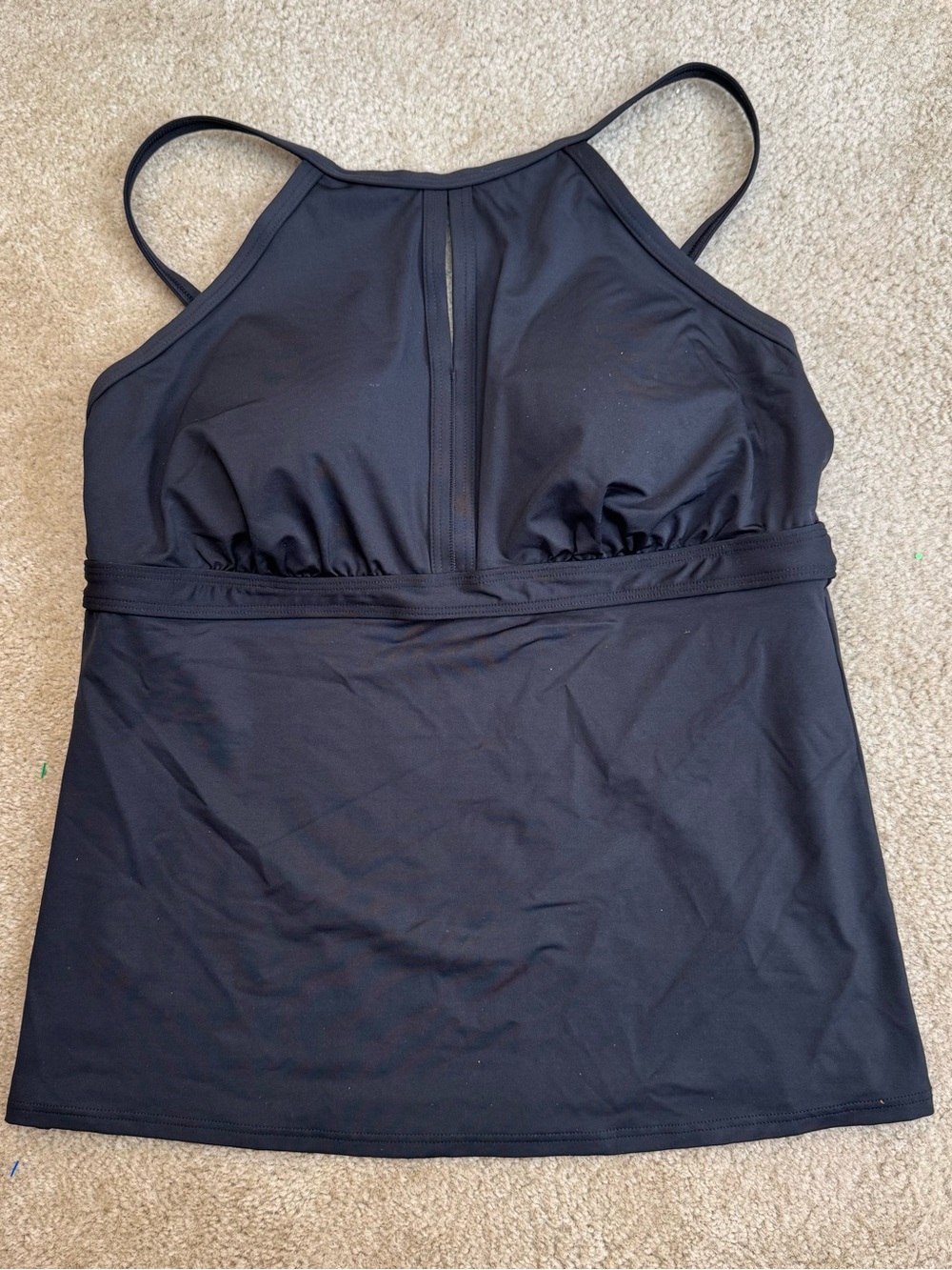 Lands' End Black Swim Tankini Top with Shelf Support